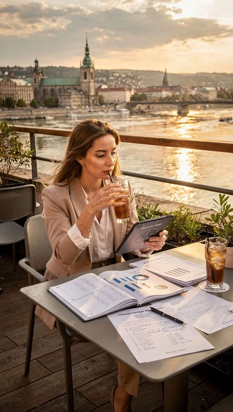 Személyes pénzügyi blog kezdőoldala laptop képernyőjén, könnyen érthető oktatóanyagokkal.